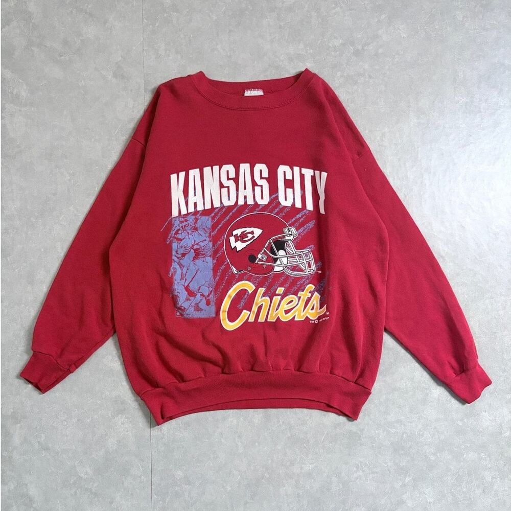 90s Vintage Kansas City Chiefs Tultex Red Crewneck -XXL